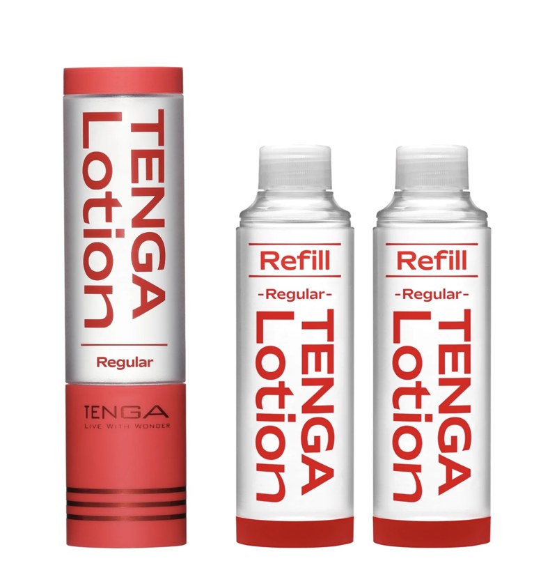 TENGA Lotion Regular container with two Regular refill bottles