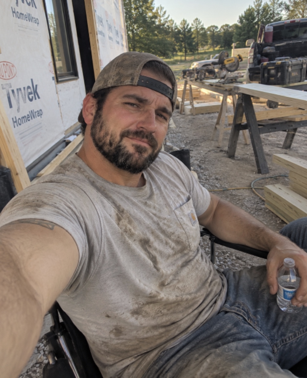 Me taking a break at a job site